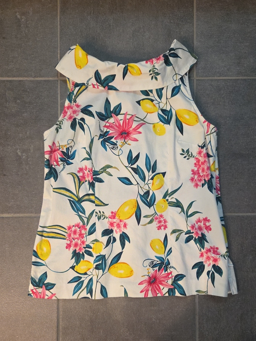 Talbots Floral Lemon Print Sleeveless Top
